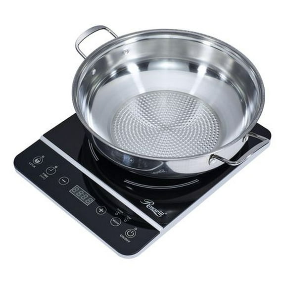 Rosewill RHAI-21001 Portable Induction Cooktop, 1800W Electric Stove Top, Energy Efficient Single Burner Stove, Includes 10" 3.5 Qt 18-8 Stainless Steel Pot