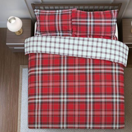 Red Plaid 3 Piece Holiday Duvet Cover, Holiday Plaid Duvet Cover