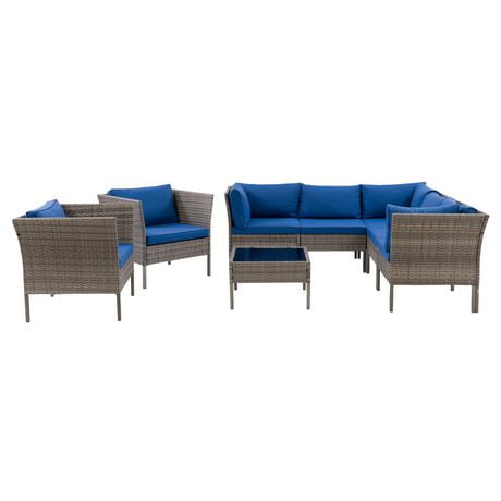 CorLiving Parksville L-Shaped Resin Wicker Patio Sectional Set