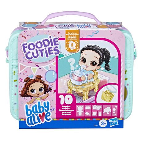 Baby Alive Foodie Cuties, Sweets Series 1, 3-Inch Doll, 10 Surprises in Lunchbox-Style Case, Toy with Accessories, Ages 3+