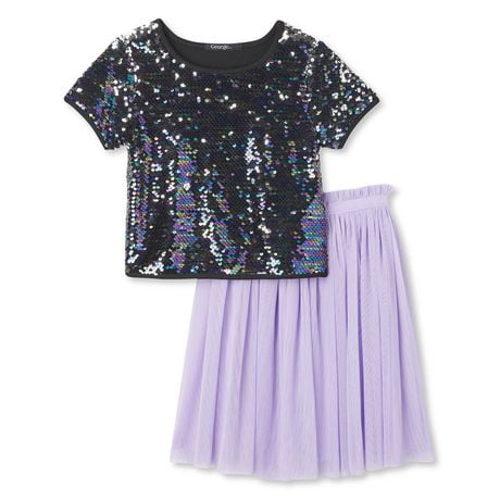 purple sequin two piece