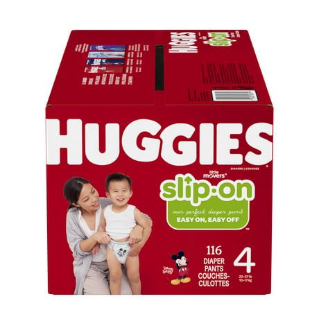 Couches Huggies Little Movers Slip-On, Taille 4, MC Pack Taille 4-6 | 116-80 Unités