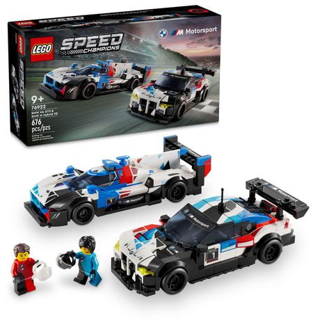 LEGO Speed Champions BMW M4 GT3 & BMW M Hybrid V8 Race Cars, BMW Toy for Kids with 2 Buildable Models and 2 Driver Minifigures, Car Toy Birthday Gift Idea for Boys and Girls Ages 9 and Up, 76922, Includes 676 Pieces, Ages 9+