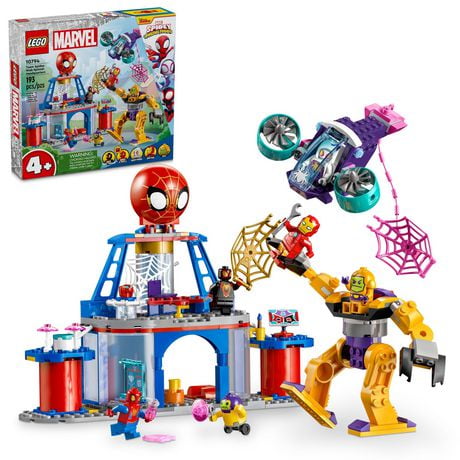 LEGO Marvel Team Spidey Web Spinner Headquarters, Marvel Toy for Fans of Disney+ Spidey and His Amazing Friends, Battle Vehicle for Kids with Iron Man Toy, Spider-Man Toy for 4-6 Year Olds, 10794, Includes 193 Pieces, Ages 4+