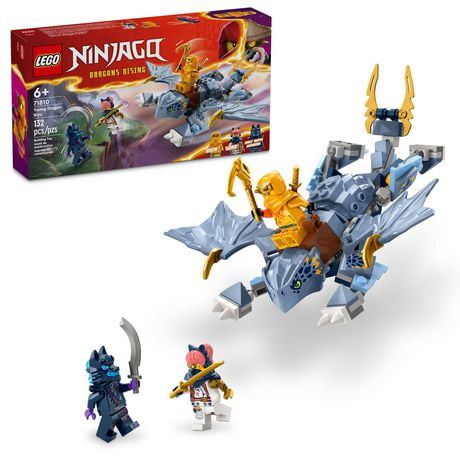 LEGO NINJAGO Young Dragon Riyu Playset with 3 Ninja Minifigures for Independent Play, Buildable Ninja Toy Model and Adventure Set with Dragon Toy, Ninja Toy for Boys, Girls and Kids, 71810, Includes 132 Pieces, Ages 6+