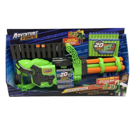 Adventure Force Scorpion Rotating Barrel Auto Gatling Blaster, Green ...