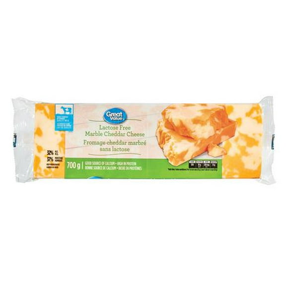 Great Value Lactose Free Marble Cheddar Cheese, 700 g