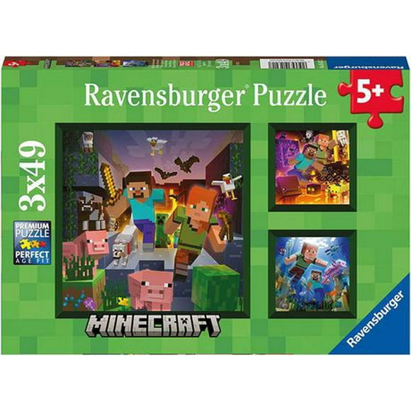 Ravensburger 3 x 49pc Puzzle - Minecraft Biomes