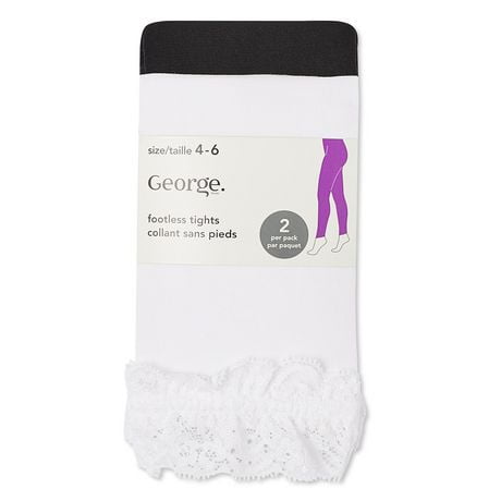 George Girls' Footless Tights 2-Pack, Sizes 4-12