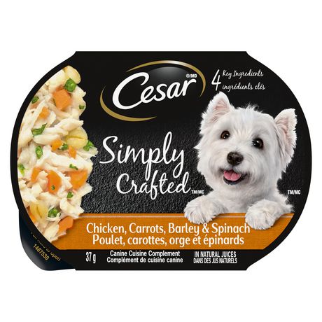 Nourriture humide pour chiens adultes Cesar Simply Crafted poulet,  carottes, orge et épinards