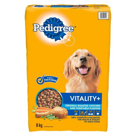 Pedigree Vitality+ Roasted Chicken & Vegetable Flavour Dry Dog Food, 8kg
