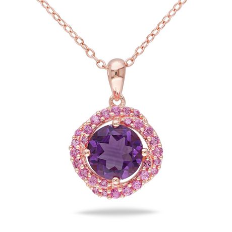 Tangelo 1.88 Carat T.G.W. Amethyst and Created Pink Sapphire Rose ...