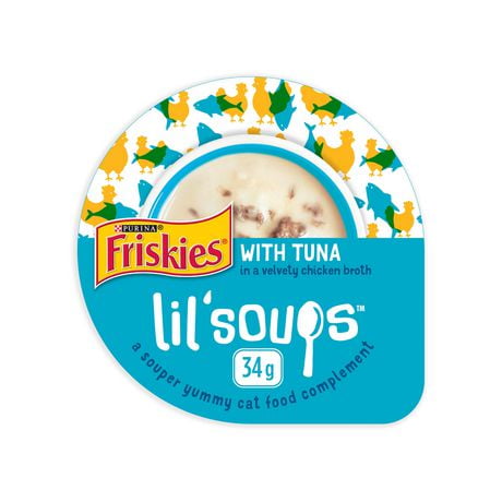 Friskies Lil' Soups avec Thon dans un Bouillon Velouté de Poulet Complément pour Chats 34g
