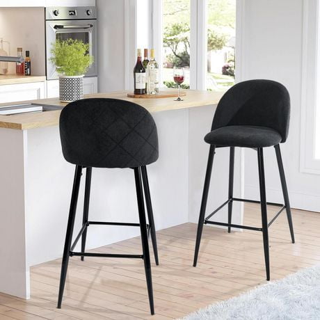 Homycasa 24in Black Fixed Height Counter Stools (Set of 2), Strong