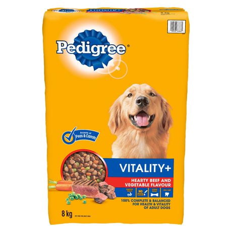 Pedigree Vitality+ Hearty Beef & Vegetable Flavour Dry Dog Food, 8-20kg