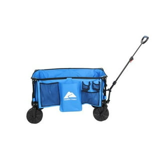 Outsunny Chariot Pliant avec Toit, poignée, Panier - Chariot de Plage -  Chariot de Transport Pliable Tout-Terrain métal Noir Oxford Bleu