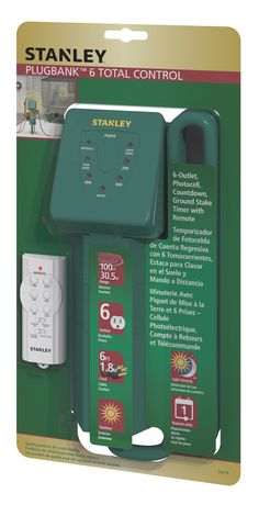 Stanley PLUGBANK 6 TOTAL CONTROL (GS606) 6 Outlet Photocell, Timer, and  Remote