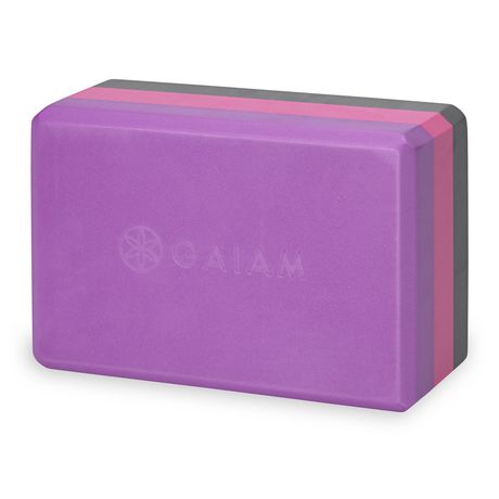 Gaiam Tri-Colour Yoga Block - Purple/Pink/Grey 