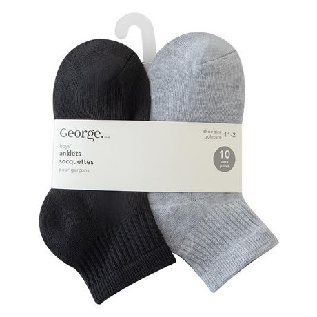 George Boys' 10 Pack Ankle Socks, Sizes 11-2 - Walmart.ca