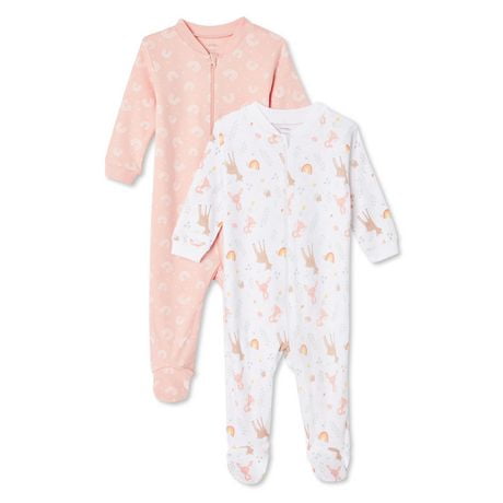George Baby Girls' Sleeper 2-Pack, Sizes 0-12 months