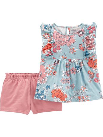 Child of Mine made by Carter's Toddler Girls 2pc Short Set- Teal Floral ...