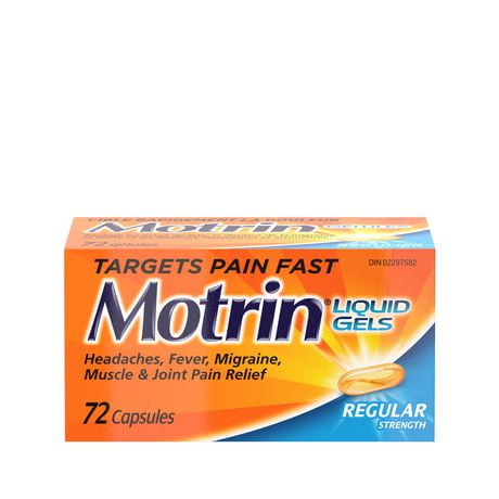 Motrin Liquid Gels, Regular Strength, Ibuprofen Capsules, 72ct