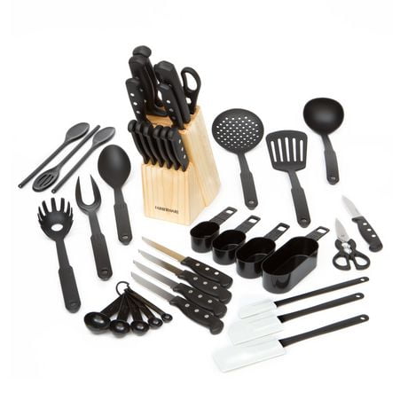 Farberware Ensemble de coutellerie et d'outils de cuisine, 40 pièces Noir