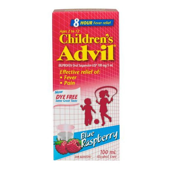 Children’s Advil Dye Free Suspension (100mL, Blue Raspberry Flavour), 100 mL