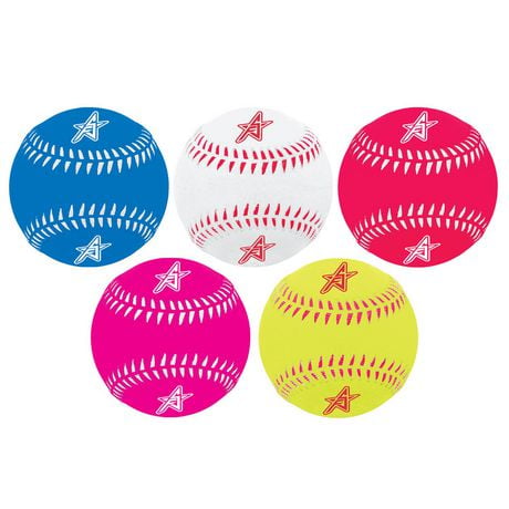 Balles de baseball PlaySafe en caoutchouc Future Stars - couleurs assorties - 3" de diamètre et 9" de circonférence - intérieur/extérieur - noyau éponge en caoutchouc souple Doux caoutchouc