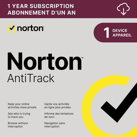 Norton AntitTrack  pour 1 appareil abonnement d'un an, téléchargem
