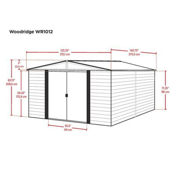 Woodridge 10 x 12 ft. Steel Storage Shed Coffee/Woodgrain