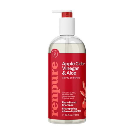 Vinaigre de cidre de pomme Renpure & Shampooing à base de plantes - Clarifie, élimine les résidus et nourrit pour les cheveux brillants et sains - Pour les cheveux ternes - 24 Fl Oz Clarifiez et brillez shampooing