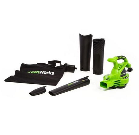 greenworks 12 amp variable speed corded blower vacuum 24072