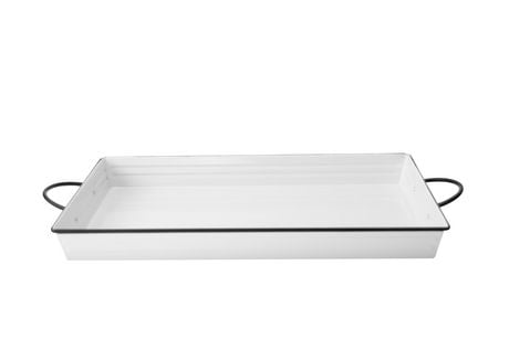 Home Trends White Metal Rectangle tray with black rim | Walmart Canada