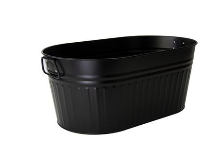 Home Trends Matte Black Metal Large Oval Tub with Metal Handle ...