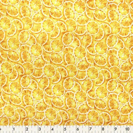 Fabric Creations Yellow with Yellow Lemon Slices Cotton Fabric by the ...