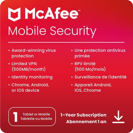 McAfee Mobile Security (Android/iOS) - 1 Year Subscription [Digital Code]