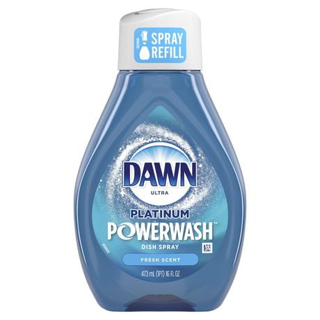 Recharge de savon à vaisselle en vaporisateur Dawn Platinum Powerwash, parfum frais 473 mL