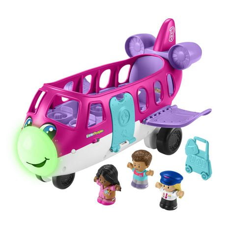 Little People Barbie Toy Airplane with Lights Music and 3 Figures, Little Dream Plane, Toddler Toys- Bilingual Version, Ages 1 1/2 - 5Y