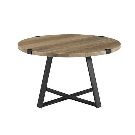 Manor Park Table basse arrondie en bois et métal au look rustique urbain industriel 30’’ - Plusieurs couleurs possible