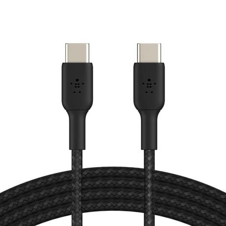 Belkin 3.3ft Boost Charge Braided USB-C to USB-C Cable for Galaxy S23, S22, Note10, Note9, Pixel 7, Pixel 6, iPad Pro, & More - Black, BELKIN 3FT BRD C-C BK