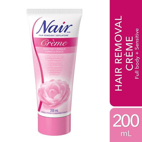 Nair Hair Removal Crème for Sensitive Skin with Sweet Almond Oil and Baby Oil, 200 mL
