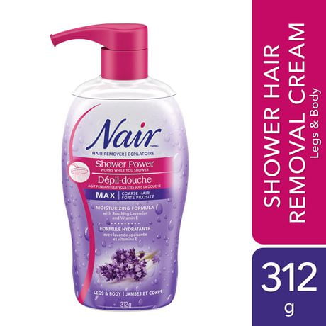 Nair Shower Power Max Hair Remover for Coarse Hair on Legs & Body with Soothing Lavender and Vitamin E, 312 g