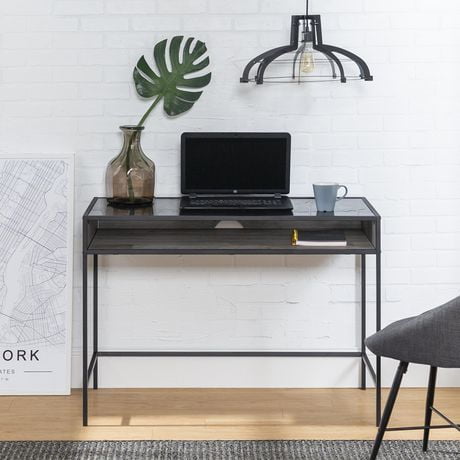 Manor Park 42 Urban Industrial Metal And Wood Desk With Smoke