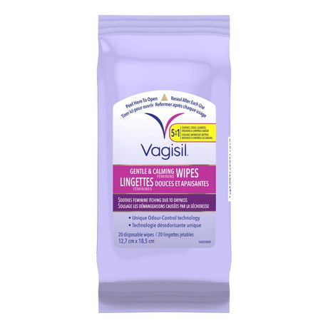 Vagisil® Gentle & Calming Feminine Wipes (Pouch), 20 Flushable wipes