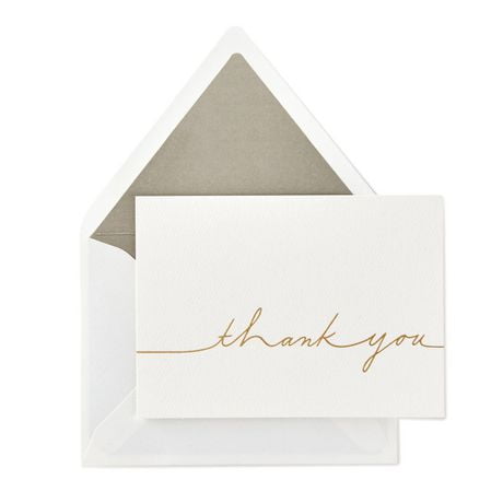 Cartes de remerciement, Signature de Hallmark, texte doré en script (10 cartes et enveloppes)