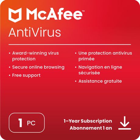 McAfee AntiVirus 1-PC - 1 Year Subscription [Digital Code] - Walmart.ca