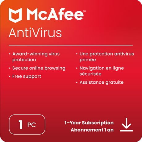 McAfee AntiVirus 1-PC - Abonnement 1 An [Code Numérique]