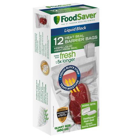 Sacs à thermoscellage d'1 pinte à barrière contre les liquides de FoodSaver