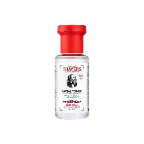 THAYERS Rose Petal Facial Toner Alcohol-Free Witch Hazel Aloe Vera Formula Travel Size 89mL, Alcohol-Free Facial Toner